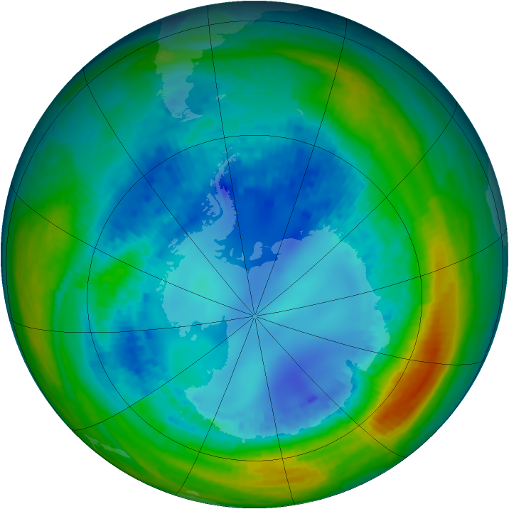 Antarctic ozone map for 19 August 2004
